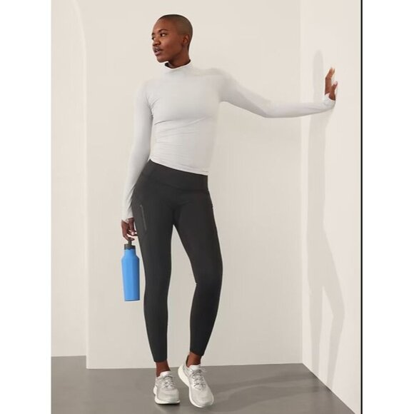 Athleta Rainier‎ High-Rise Leggings Black Running Tights Size M Pockets Stretch - Picture 1 of 12